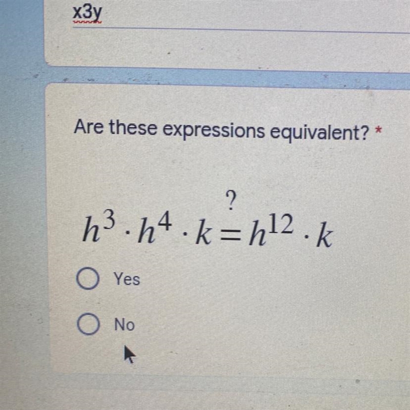 Are these expressions equivalent? yes or no-example-1