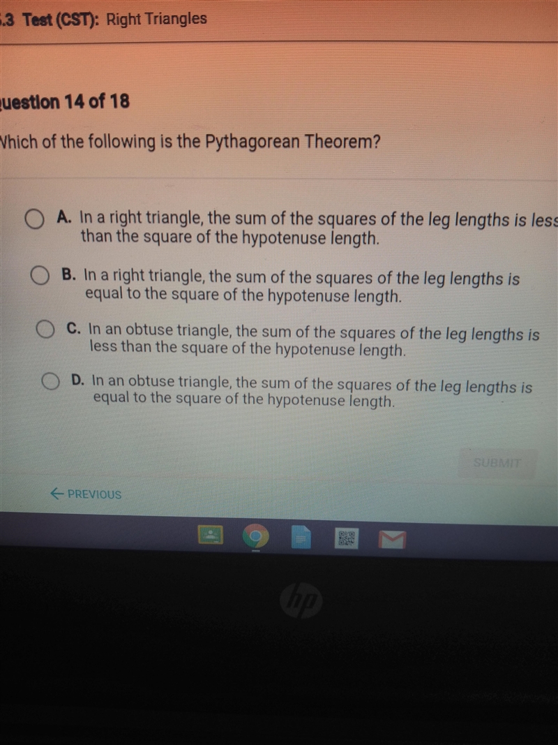 Which of the following is the pythagorean theorem?-example-1