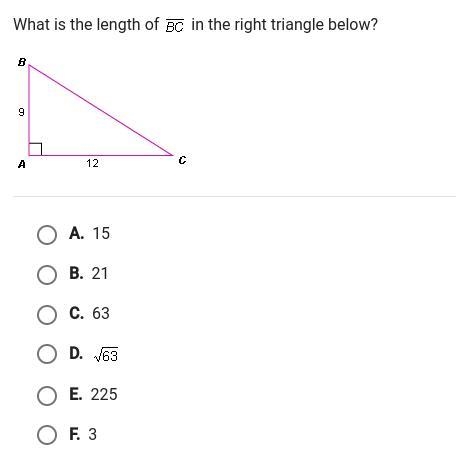 What is the length of BC in the right triangle below?-example-1