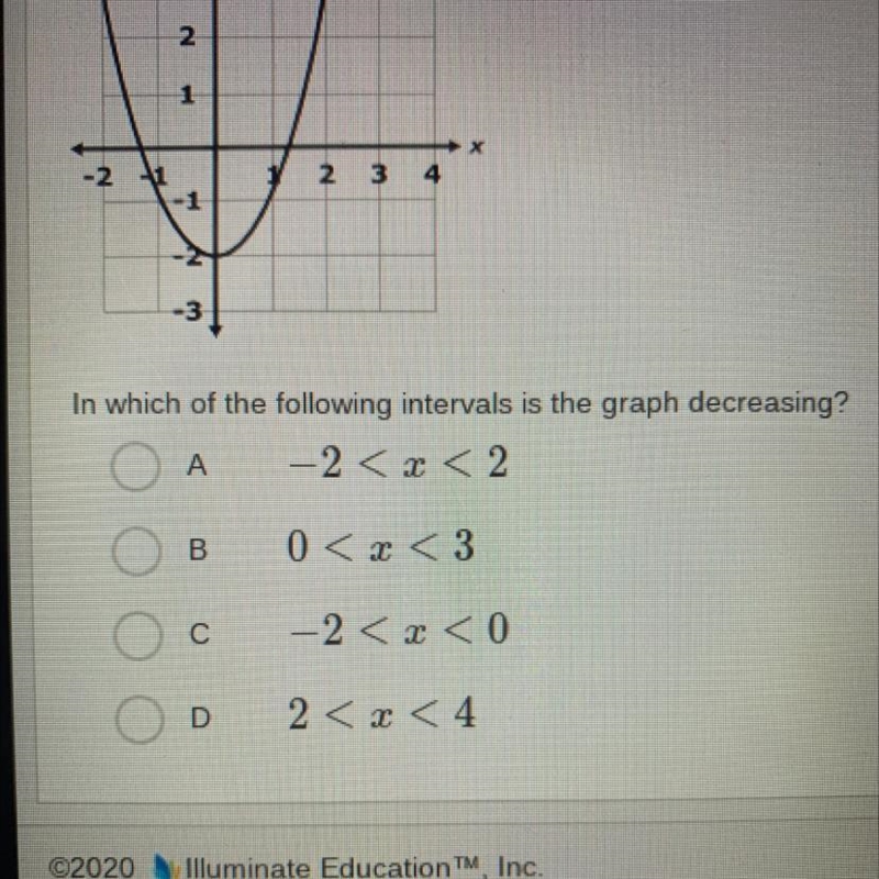 In which of the following intervals is the graph decreasing?-example-1