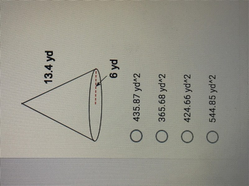 Find the surface area of a cone. Round your answers to the nearest hundredth.-example-1