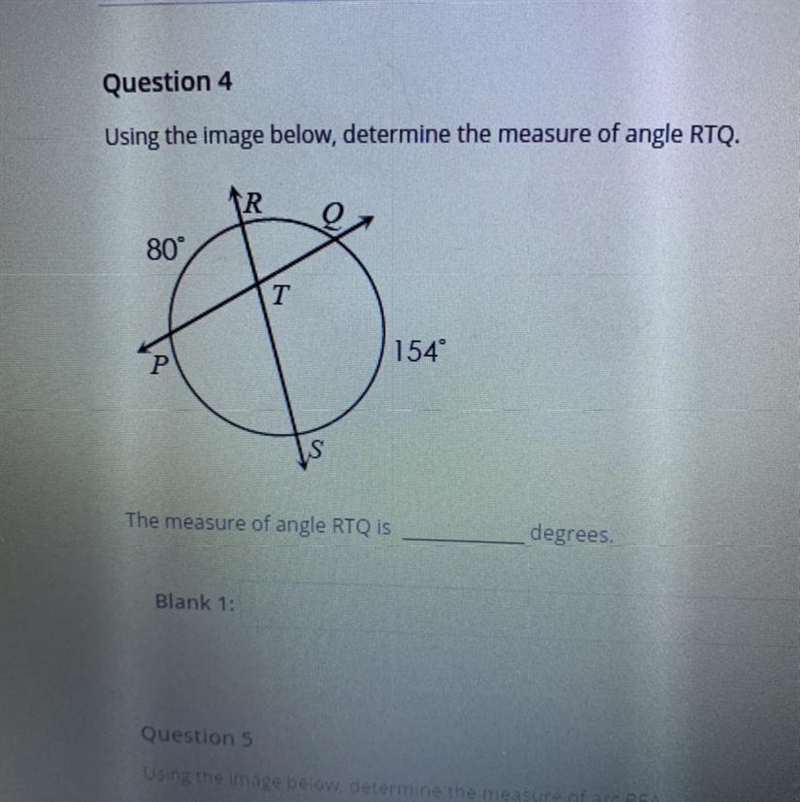 Using the image below, determine the measure of angle RTQ.-example-1