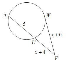 PLEASE HELP!!! Find the measure of WV¯¯¯¯¯¯¯¯¯. A. 8 B. 6 C. 7 D. 4-example-1