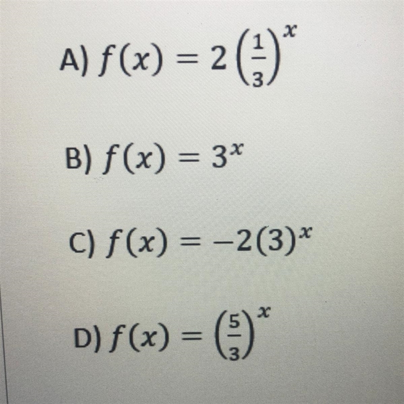 Which equation represents exponential decay?-example-1