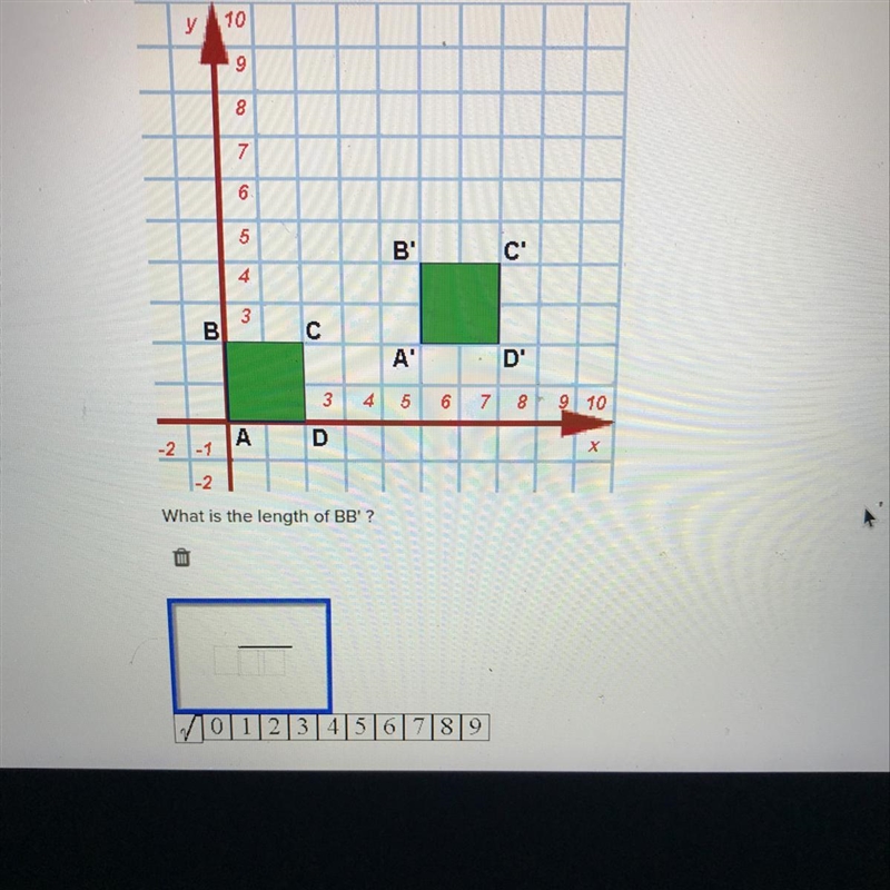 10 9 8 7 6 5 B C 4 3 B с D. D' 3 4 5 6. 7 8 9 10 A D -2 1-1 X 1-2 What is the length-example-1