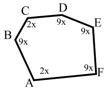 Determine the measure of the interior angle at vertex D. A. 27 B. 162 C. 20 D. 36-example-1