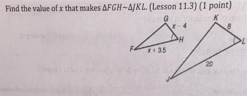 Find the value of x that makes FGH~JKL-example-1