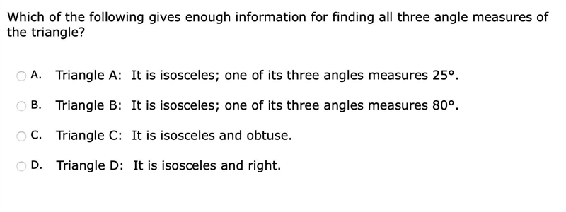 Question 23: Please help, which of the following gives enough information for finding-example-1