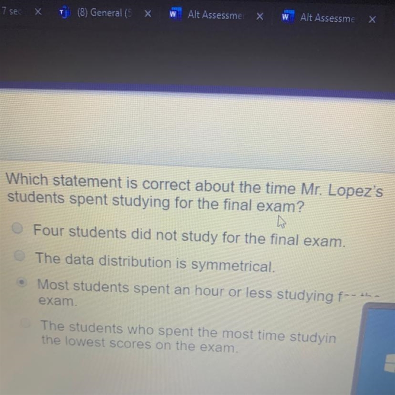 Which statement is correct about the time Mr.Lopez students spent studying for the-example-1