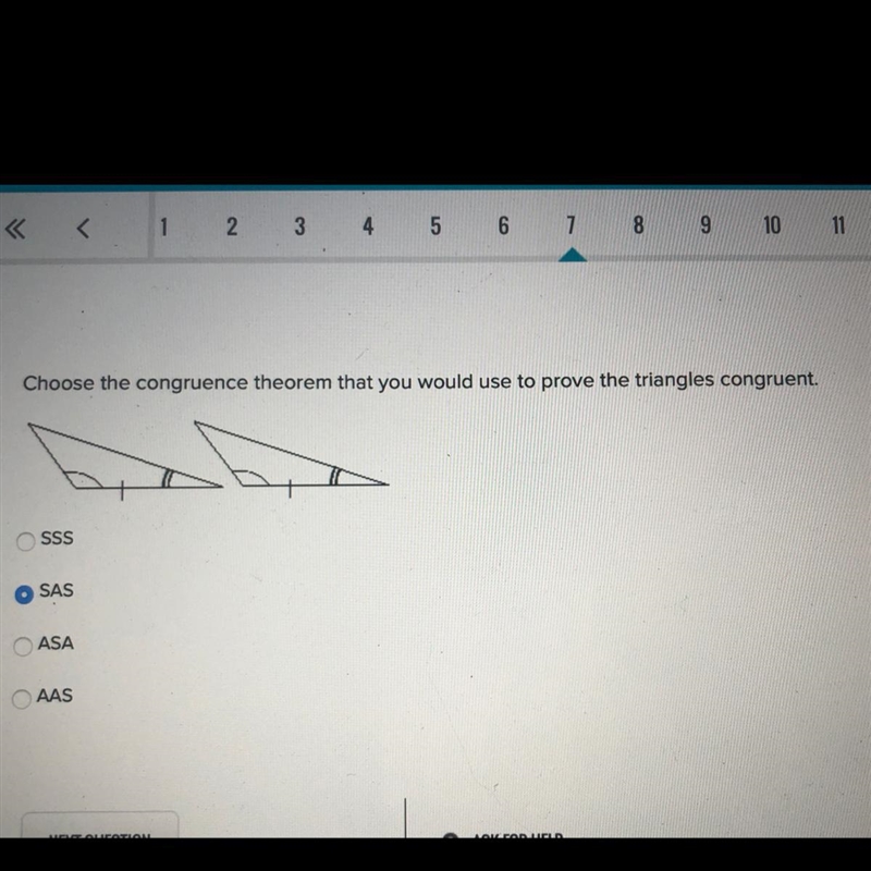 Choose the congruence theorem that you would use to prove the triangles congruent-example-1