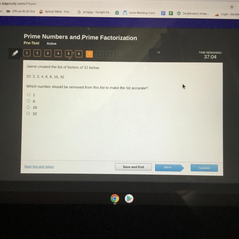 HELP QUICK Jamie created a list of factors of 32. 32: 1, 2, 4, 6, 8, 16, 32 which-example-1