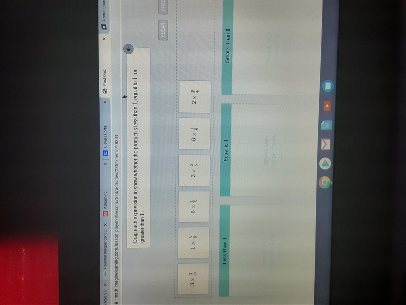 Drag each expression to show whether the product is less than 1, equal to 1, or greater-example-1