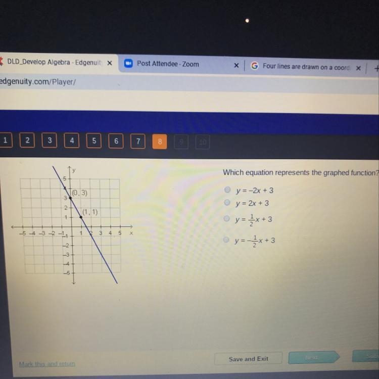 Which equation represents the graphed function ?-example-1