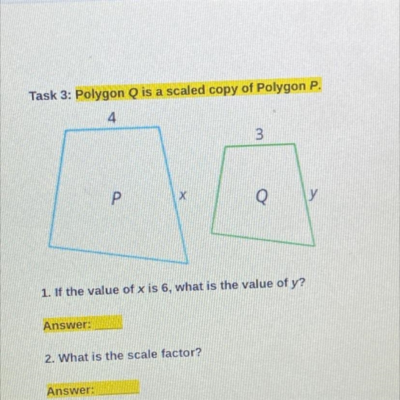 If the value of x is 6 what is the value of y PIC included PlEASE help hurry-example-1