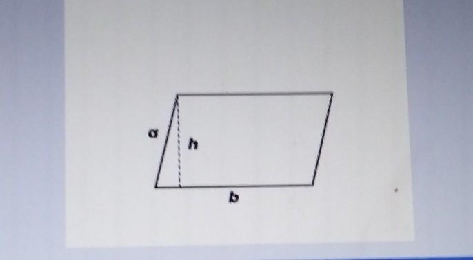 The parallelogram does not have right angles. Its area is less than ab. equal to ab-example-1