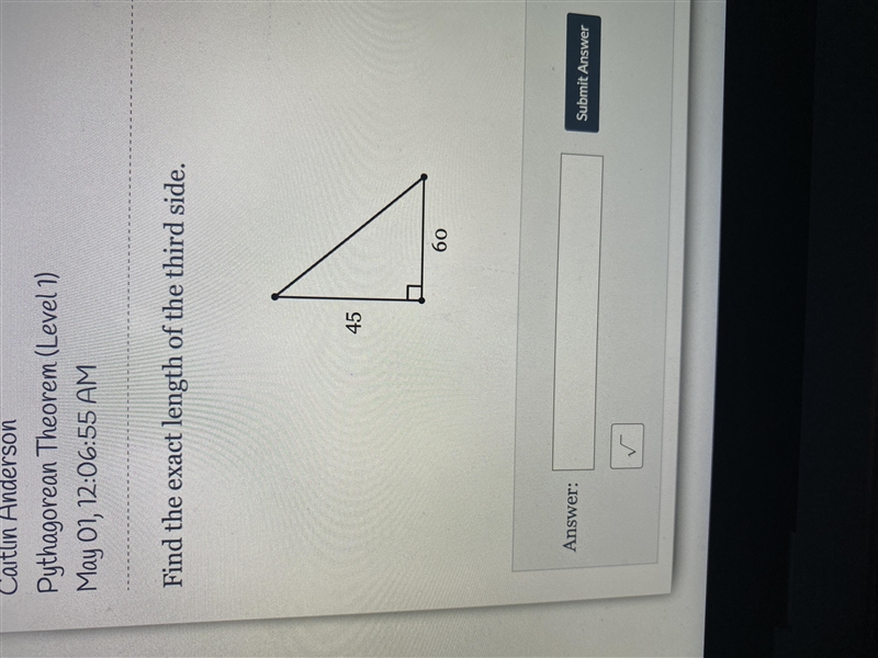 Find the exact length of the third side-example-1