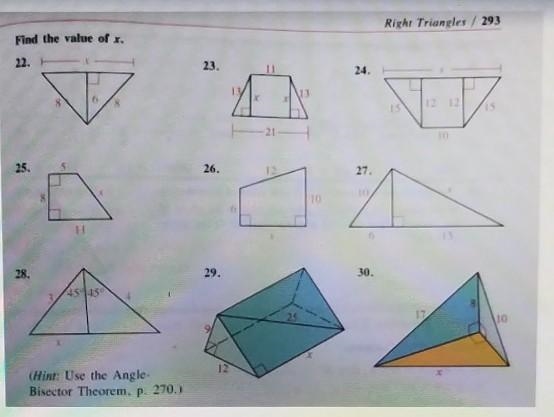 Pythagorean theorem. i just need 22, 27 and 28​-example-1