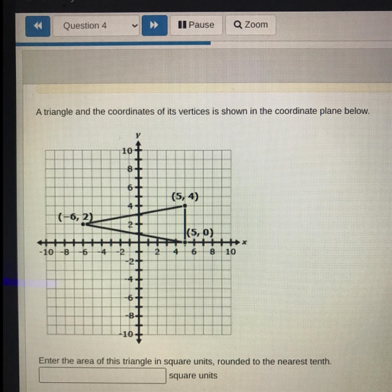 Enter the area of the triangle in square units rounded to the nearest 10th PLS PLS-example-1