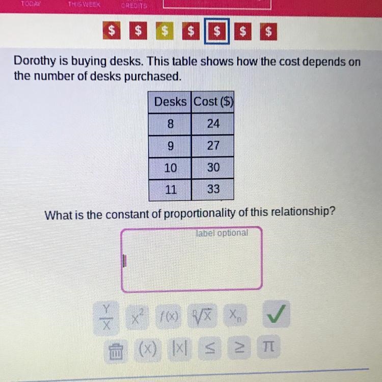 Dorothy is buying desks. This table shows how the cost depends on the number of desks-example-1