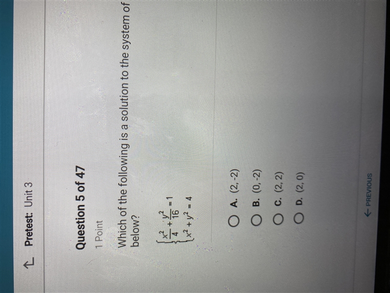 Which of the following is a solution to the system of nonlinear equations below? (Urgent-example-1