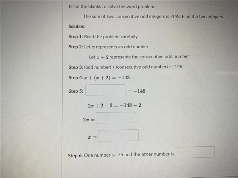 Fill in the blanks to solve the word problem.-example-1