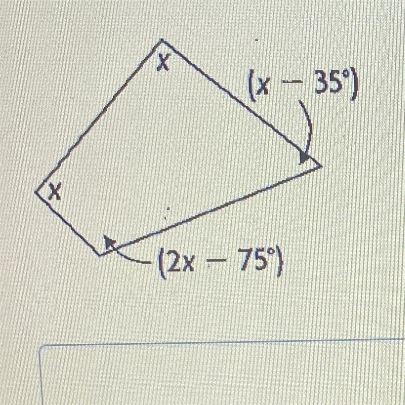 Solve for X and determine the measure of each angle. X (x - 35) X (2x - 75°)-example-1