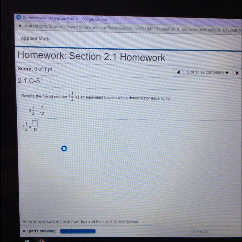 3 1/2 as an equivalent fraction with a denominator equal to 12-example-1