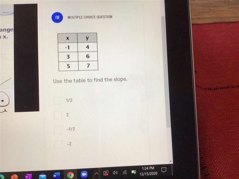 Use the table to find the slope-example-1