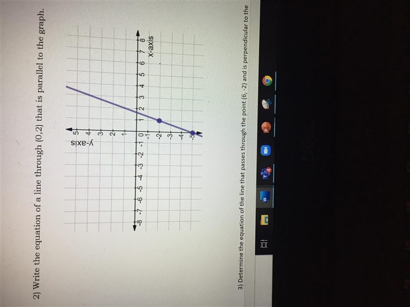 Write the equation of a line through (0,2) that is parallel to the graph-example-1