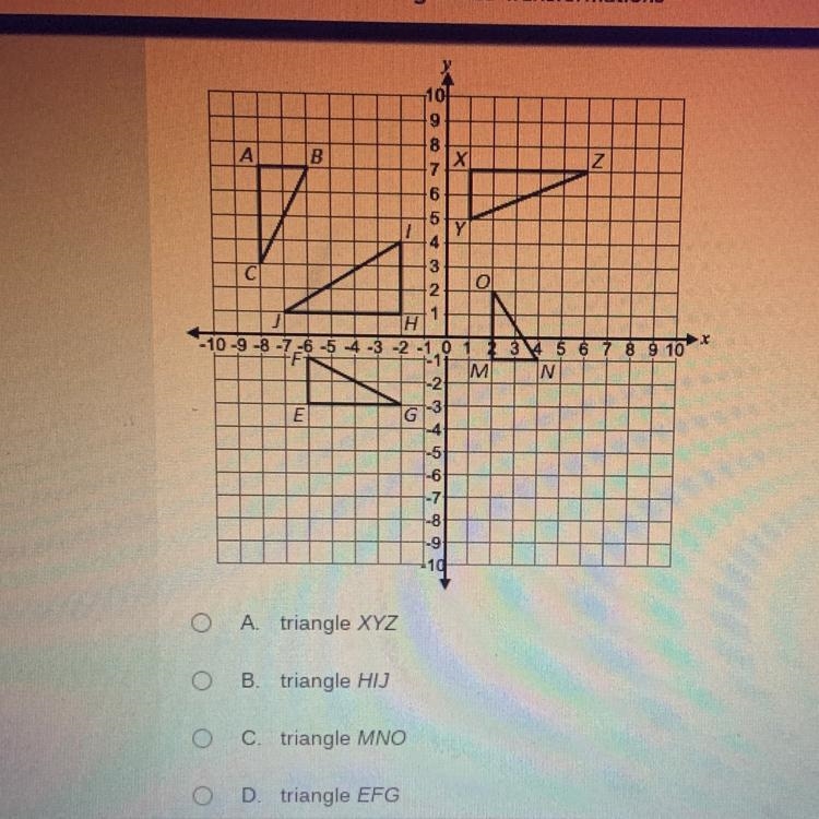 Which triangle is congruent to triangle ABC?-example-1