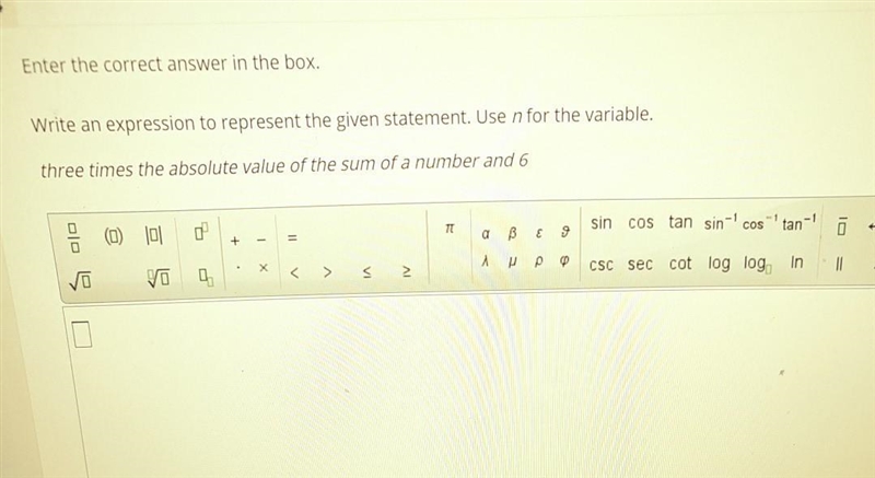 Write an expression to represent the given statement. Use n for the variable. three-example-1