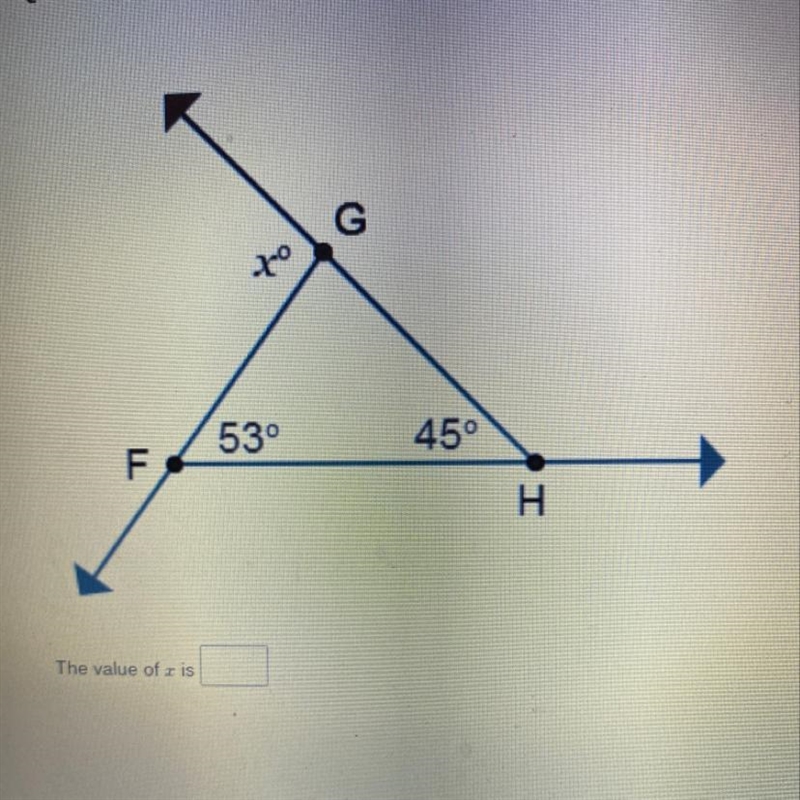 G २० 53 450 F H The value of x is what???? Plzzz help meee and I have a lot more-example-1