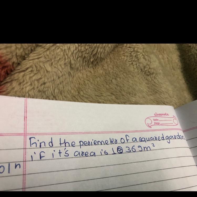 Find the perimeter of a square garden if it’s area is 1369m2?-example-1