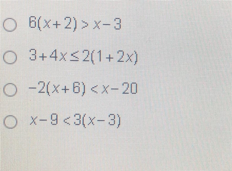 Which inequality has no solution?-example-1