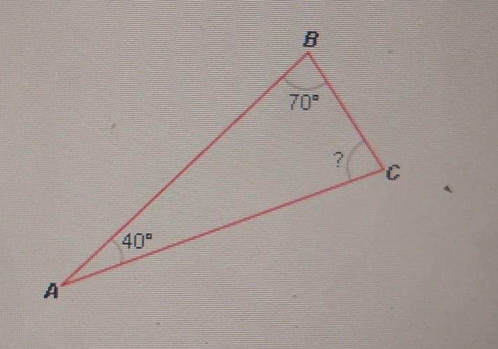 What is the measure of angle c? A. 30° B. 70° C. 110° D. 40°​-example-1