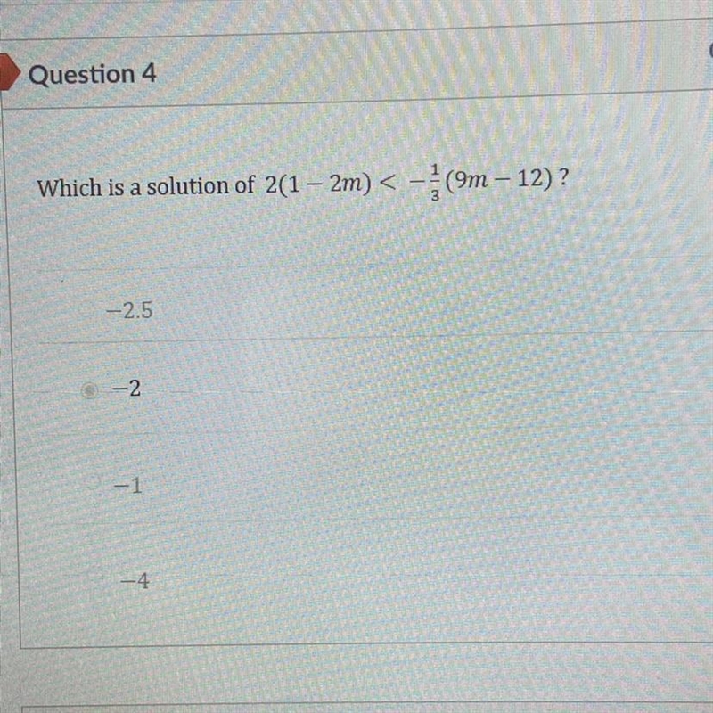 Can someone help me and show work? i originally said -2 and it's incorrect.-example-1