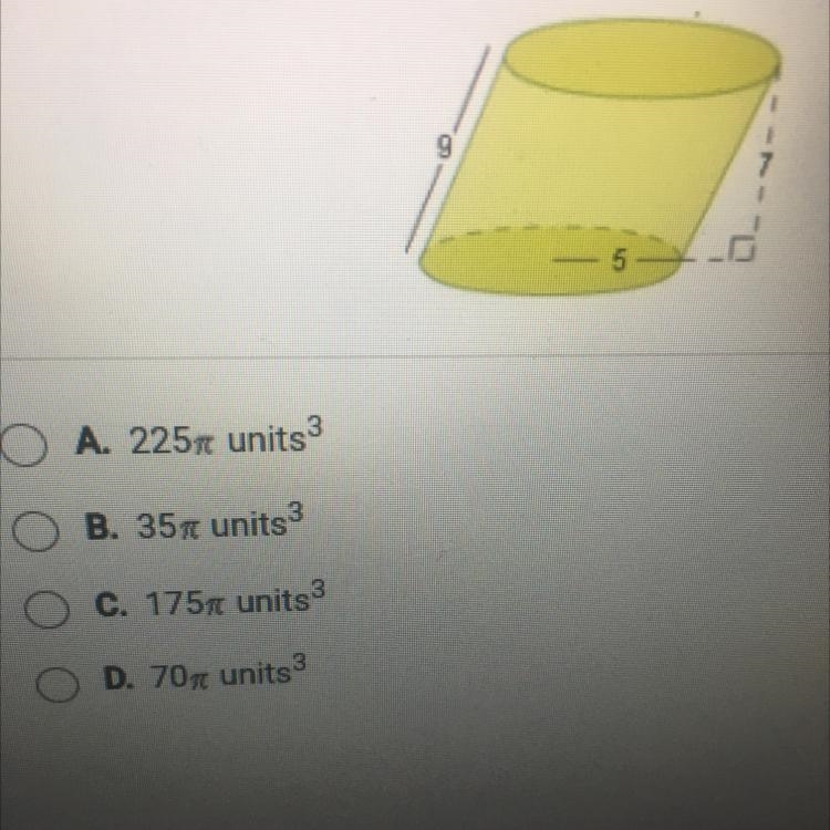 What is the volume of the cylinder below-example-1