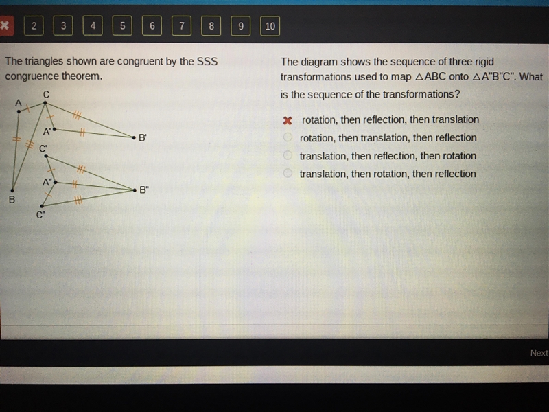 The diagram shows a sequence of rigid transformations used to map abc to a’b’c’ what-example-1