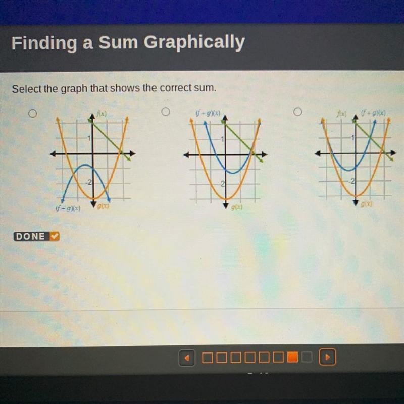 Select the graph that shows the correct sum.-example-1