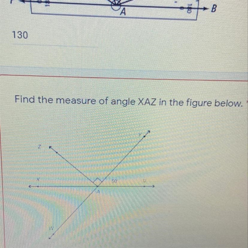 Find the measure of angle XAZ in the figure below.-example-1