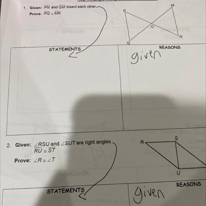 Geometry help I need the statements and reasons-example-1