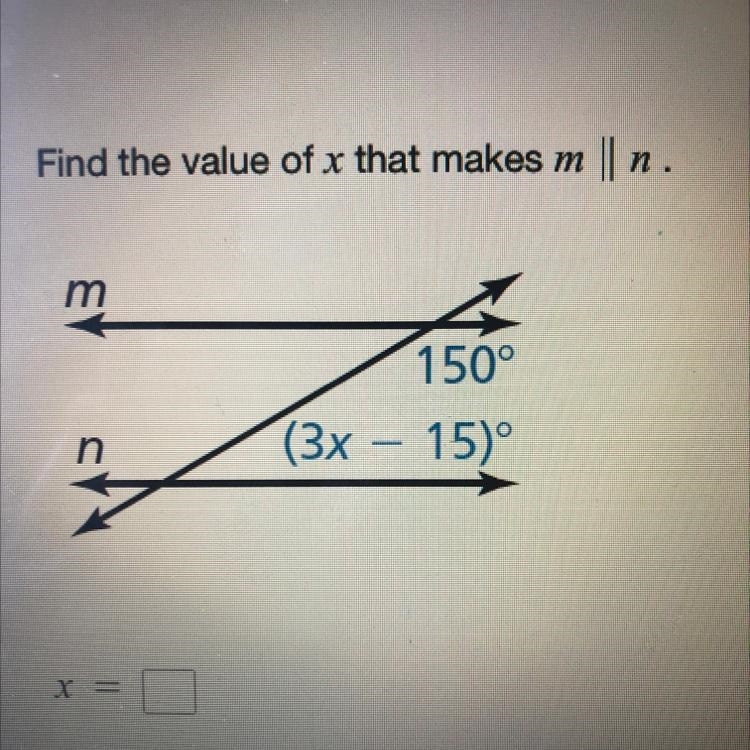 Find the value of x that makes m || n-example-1