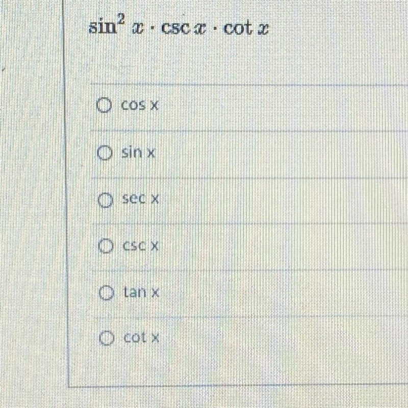 Simplify the following to an expression involving a single trig function with no fractions-example-1