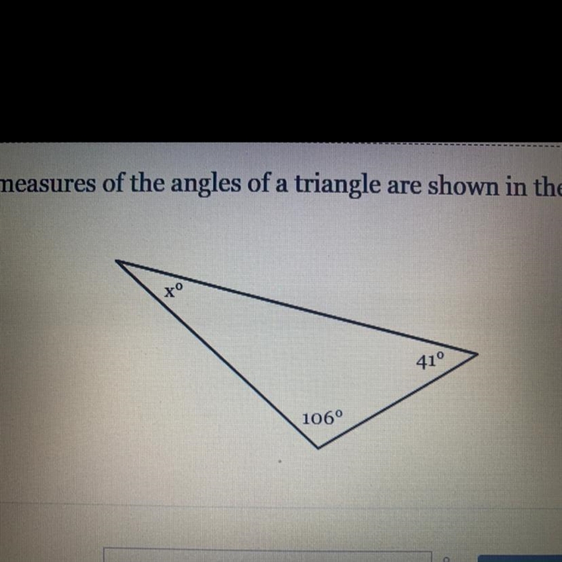 The measures of the angles of a triangle are shown in the figure below. Solve for-example-1