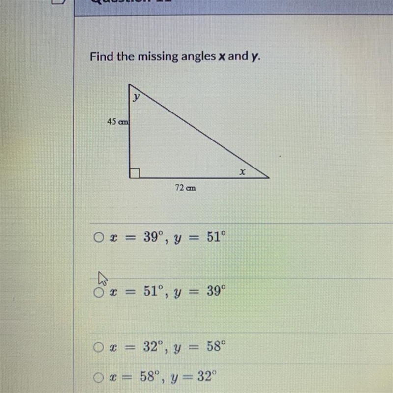 Find the missing angles x and y.-example-1