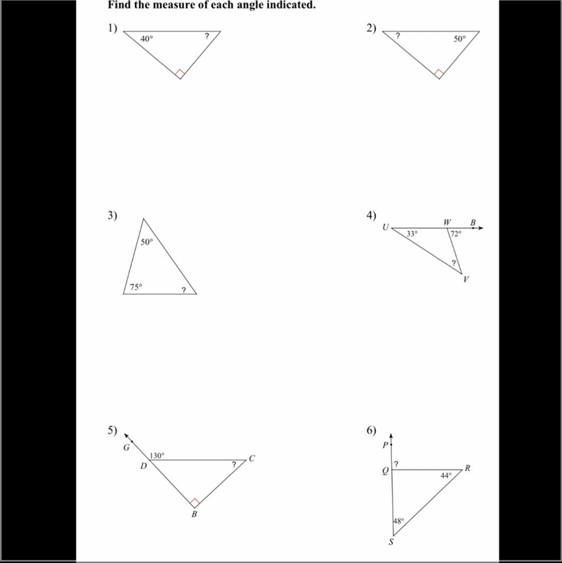 Find the measure of each angle indicated-example-1