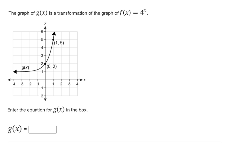 The graph of g(x) is a transformation of the graph of f(x)=4x.-example-1