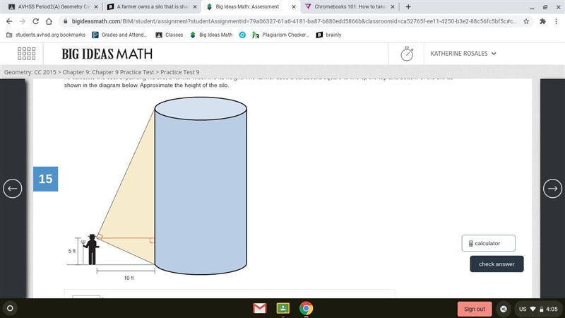 A roof has a cross section that is a right triangle. The diagram shows the approximate-example-1