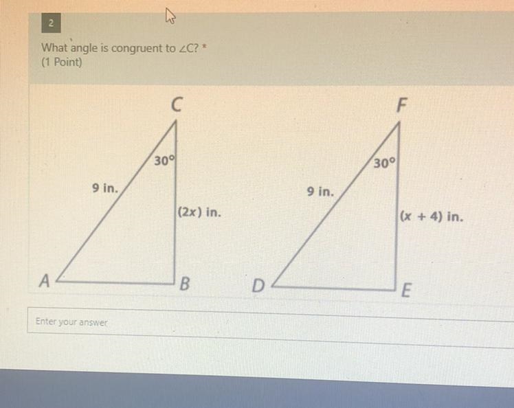 What angle is congruent to C?-example-1