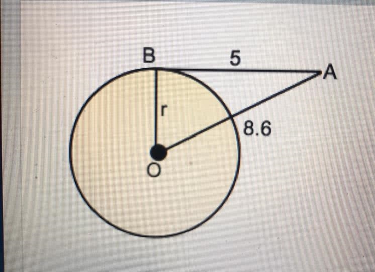 Find the length of radius r. 9.9 13 7-example-1